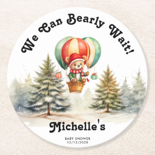 Porta-copo De Papel Redondo Inverno podemos esperar Chá de fraldas de Natal