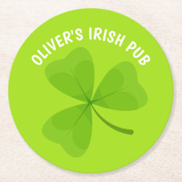 Porta-copo De Papel Redondo Irish Pub Green Shamrock