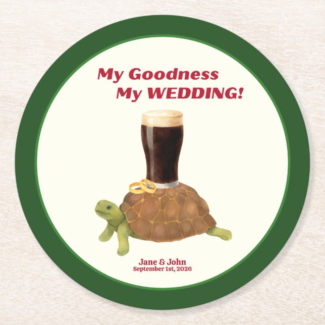 Porta-copo De Papel Redondo Irish Stout Wedding Favor Paper Coaster (Frente)