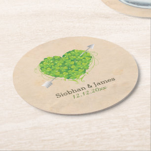 Porta-copo De Papel Redondo Irish Wedding Shamrock Heart