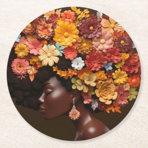 Porta-copo De Papel Redondo Irmã Rainha Negra Melanina Mulher Magia Menina Neg