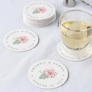 Porta-copo De Papel Redondo Island Hibiscus Wedding