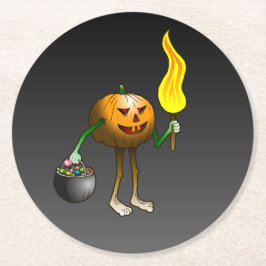 Porta-copo De Papel Redondo Jack O'lantern saindo para doces ou travessuras