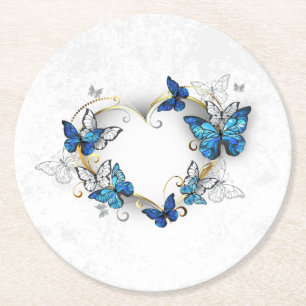 Porta-copo De Papel Redondo Jewelry Heart with Butterflies Morpho