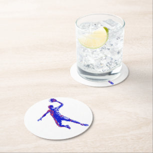 Porta-copo De Papel Redondo Jogador de basquetebol Slam Dunk, Vermelho e Azul 