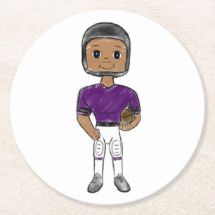 Porta-copo De Papel Redondo jogador de futebol retrô vintage roxo preto simple