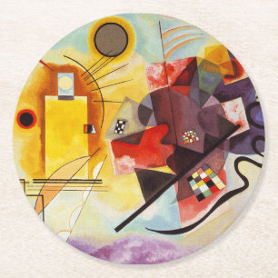 Porta-copo De Papel Redondo Kandinsky Red Yellow Abstrato Pintura