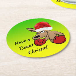 Porta-copo De Papel Redondo Kangaroo Papai noel Festa de Natal Australiana