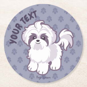 Porta-copo De Papel Redondo Kawaii Shih Tzu