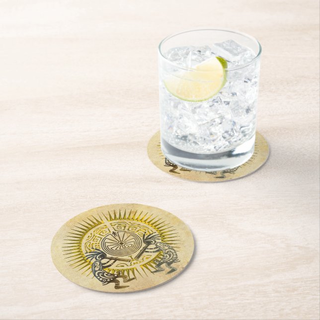 Porta-copo De Papel Redondo Kokopelli Duo - Homem No Maze - Sun 1 (Insitu)