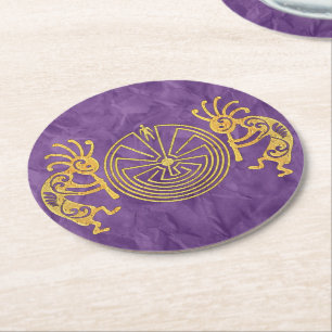 Porta-copo De Papel Redondo KOKOPELLI / HOMEM NO ouro MAZE + suas ideias