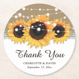 Porta-copo De Papel Redondo Kraft Paper Lace String Luzes De Girassol