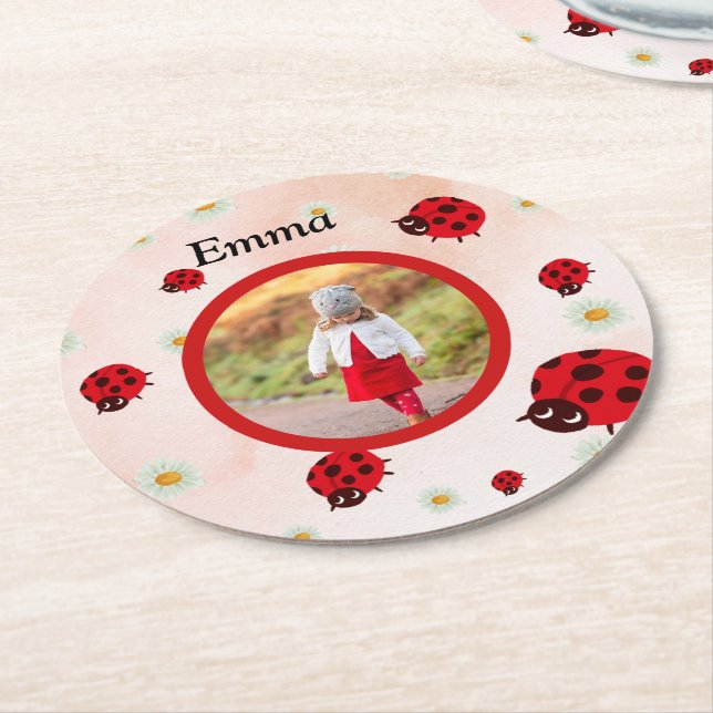 Porta-copo De Papel Redondo lady bug party photo (Angulado)