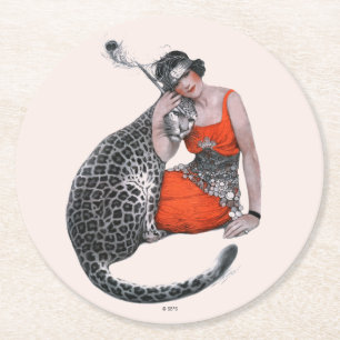 Porta-copo De Papel Redondo Lady e Leopard