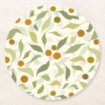 Laranja Berries e Folhas no creme - padrão.