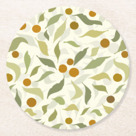 Porta-copo De Papel Redondo Laranja Berries e Folhas no creme - padrão.