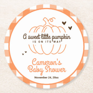 Porta-copo De Papel Redondo Laranja Doce Pequena Abóbora Outono Baby Shower