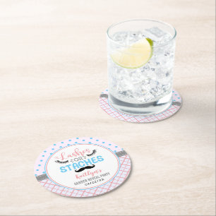 Porta-copo De Papel Redondo "Lashes Or Staches" Partido Moderno da Revelação d