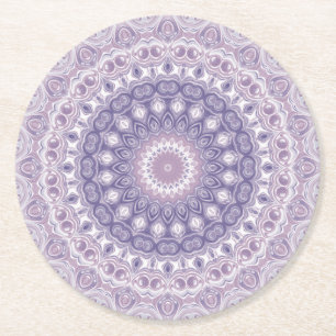 Porta-copo De Papel Redondo Lavanda e Lilás Padrão Mandala