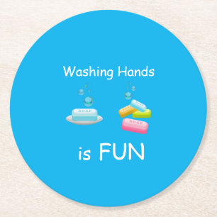 Porta-copo De Papel Redondo Lavar as mãos é um vírus muito divertido Crianças