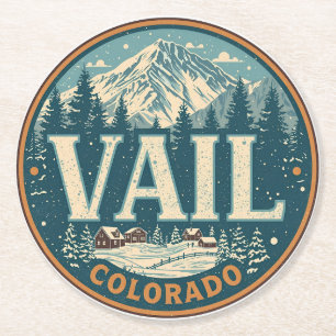 Porta-copo De Papel Redondo lembranças de verão ao ar livre vintage Vail color