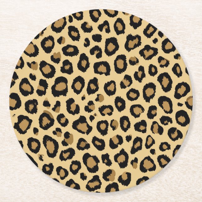 Porta-copo De Papel Redondo Leopardo para Chá de Bebê (Frente)