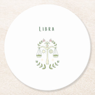 Porta-copo De Papel Redondo Libra Rosa, zodíaco, signo do zodíaco