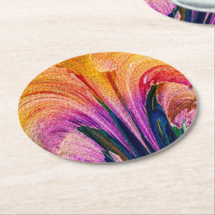 Porta-copo De Papel Redondo Lily Abstrato Burgundy Lily Sofreu - Aprimorado