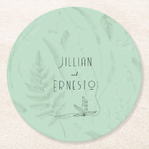 Porta-copo De Papel Redondo Lily of Valley com Ferns   Personalizado Verde Sua