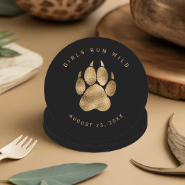 Porta-copo De Papel Redondo Lion Pawprint Girls Run Wild Black Gold ID1148