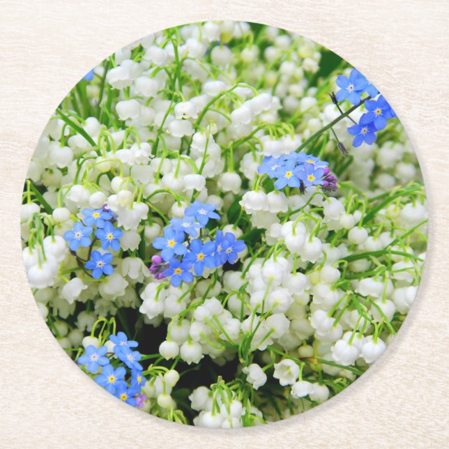 Porta-copo De Papel Redondo Lírio do vale (Frente)