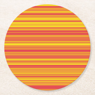 Porta-copo De Papel Redondo Listras Laranja Vermelho Amarelo