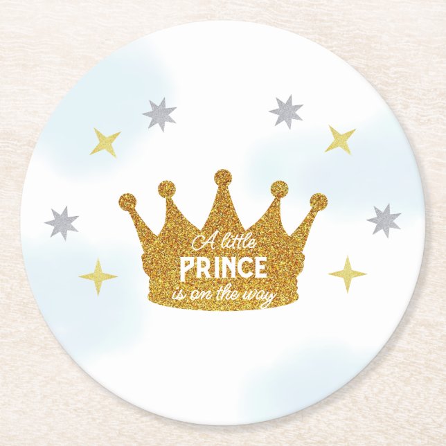 Porta-copo De Papel Redondo Little Prince Boy Baby Shower (Frente)