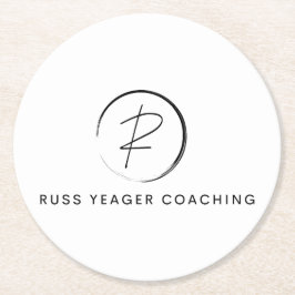 Porta-copo De Papel Redondo Logotipo da assinatura de coaching de Russ Yeager