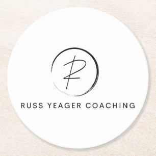 Porta-copo De Papel Redondo Logotipo da assinatura de coaching de Russ Yeager