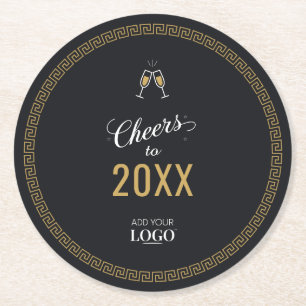 Porta-copo De Papel Redondo Logotipo da empresa do ano novo moderno Chave greg