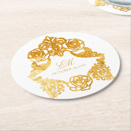 Porta-copo De Papel Redondo Logotipo de Casamento do Monograma do Monograma Do