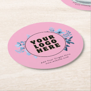Porta-copo De Papel Redondo Logotipo e texto personalizados minimalistas simpl