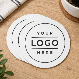 Porta-copo De Papel Redondo Logotipo Empresarial Branco Personalizado Minimali
