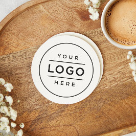 Porta-copo De Papel Redondo Logotipo Empresarial Branco Personalizado Minimali