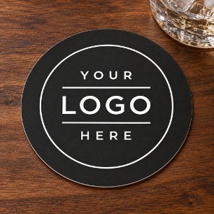 Porta-copo De Papel Redondo Logotipo Empresarial Preto Personalizado Minimalis