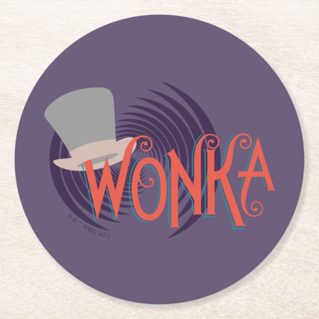 Porta-copo De Papel Redondo Logotipo espiral Wonka (Frente)