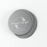 Porta-copo De Papel Redondo Logotipo na Cinza   Empresa de Texto Branco<br><div class="desc">Portas copos de papel para logotipos duráveis e absorventes com um simples design mínimo disponível em várias cores para se adequar à sua identidade de marca. Adicione seu logotipo e texto.</div>