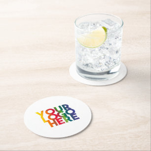 Porta-copo De Papel Redondo Logotipo simples de empresa branco