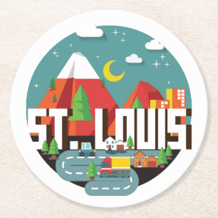 Porta-copo De Papel Redondo Louis, Missouri Geometric Design