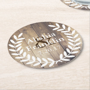 Porta-copo De Papel Redondo Louros brancos noiva da casa da quinta & data do