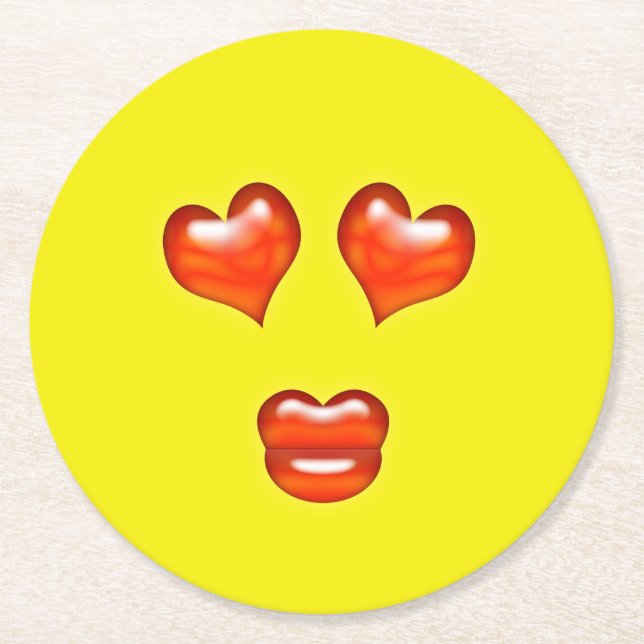 Porta-copo De Papel Redondo Love Emoji (Frente)