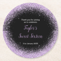 Luz Roxo Faux Glitter Sweet 16 Aniversário