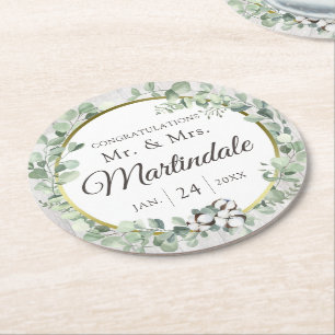 Porta-copo De Papel Redondo Madeira Botânica Rústica De Algodão Do País Sul