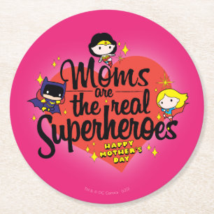 Porta-copo De Papel Redondo Mães São Os Verdadeiros Superheróis